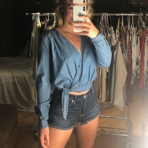 Denim long sleeve top!!